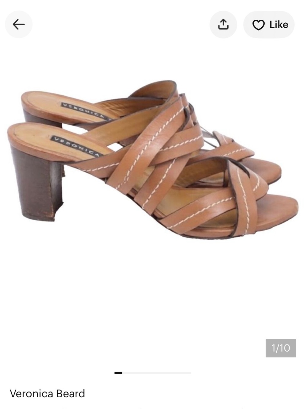 Veronica Beard Macey Vachetta Brown Heels - Picture 2 of 7